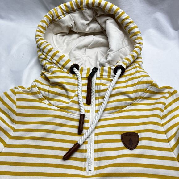 Wanakome Women's Zip Up Hooded Sweatshirt Medium Striped Modal Blend - Picture 3 of 10